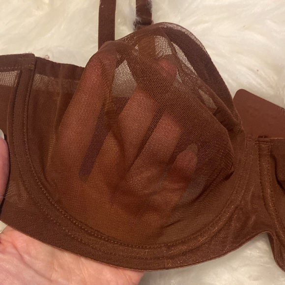 NEW SKIMS Ultra Fine Mesh Scoop Bra Underwire, Brown Mahogany Size 42A Ultrafine - Picture 7 of 14